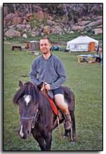 olivier sur un cheval en Mongolie